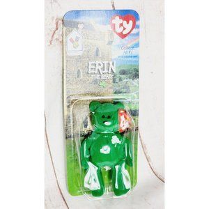 Vintage 1999 McDonalds Co. Erin The Bear Green Shamrock Plush Teenie Beanie Baby